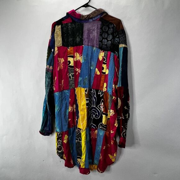 Vintage 80's Patchwork Webebop Plus Size 1X Oversized Top Blouse - Picture 2 of 5